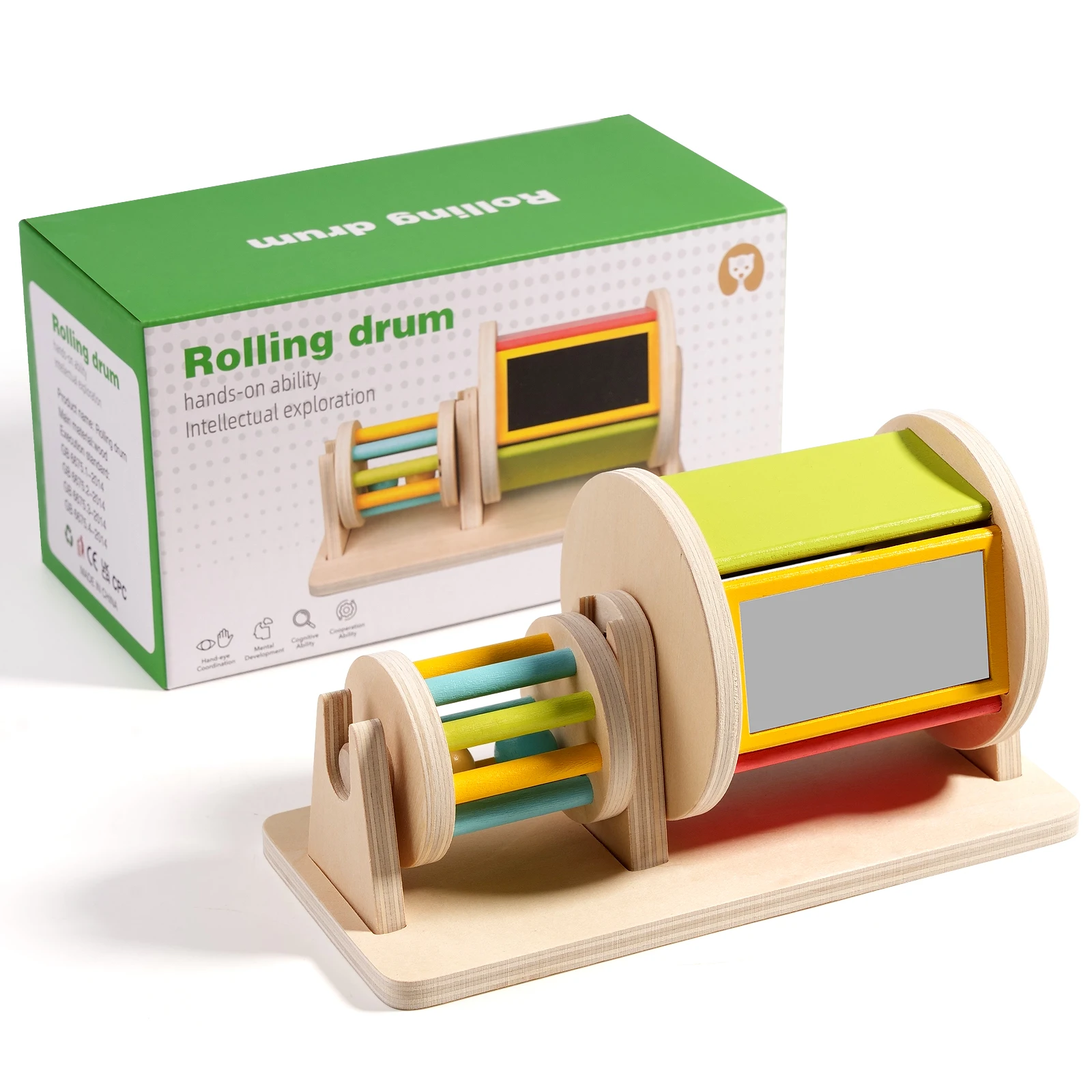 Wholesale Montessori Textile Drum Toy Unisex Wooden Early Educational Color Cognitive Game toy for children
