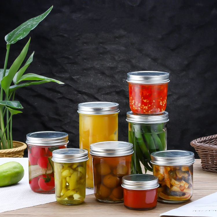 Оптовая продажа от поставщика стеклянная банка для хранения пищевых продуктов с широким горлышком