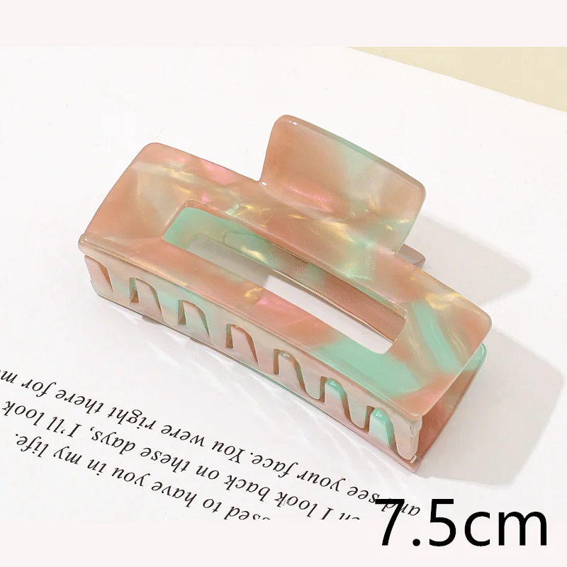 Hot Sale fashion simple hair accessories square 7.5cm acetate hair clips geometric hollow out women hair claw clips