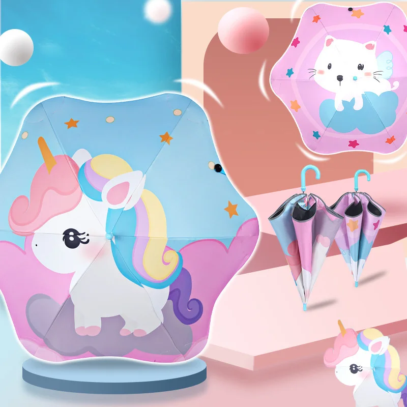 Kids umbrella manufacturer cartoon children umbrella for the rain with anti-drip plastic cover