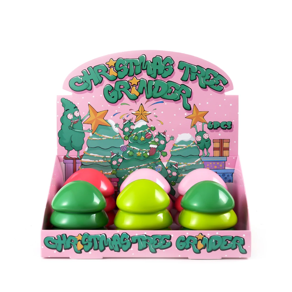 new plastic smoking christmas tree shape three-layer herb grinder
