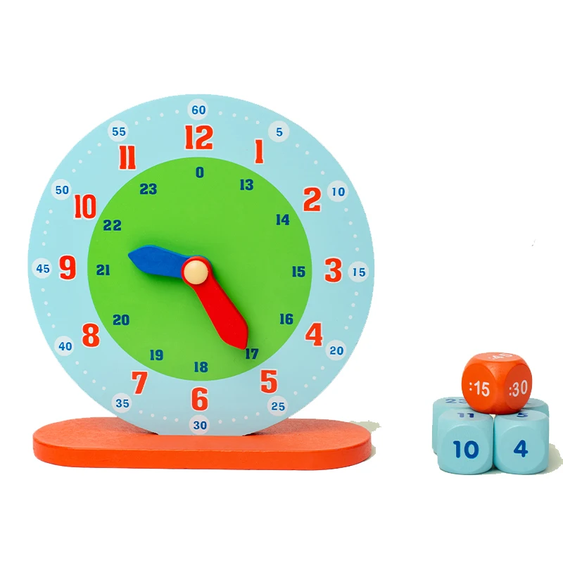 CE CPC Certificate Educational Baby Wooden Clock Toy Cute Alarm Clock Toy Time Cognition Toy