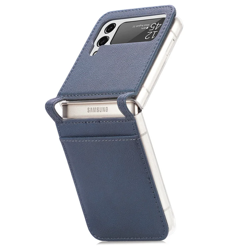 PU Leather Phone Case with Card Holder for Samsung galaxy z Flip 3 leather case pu ultra thin slim
