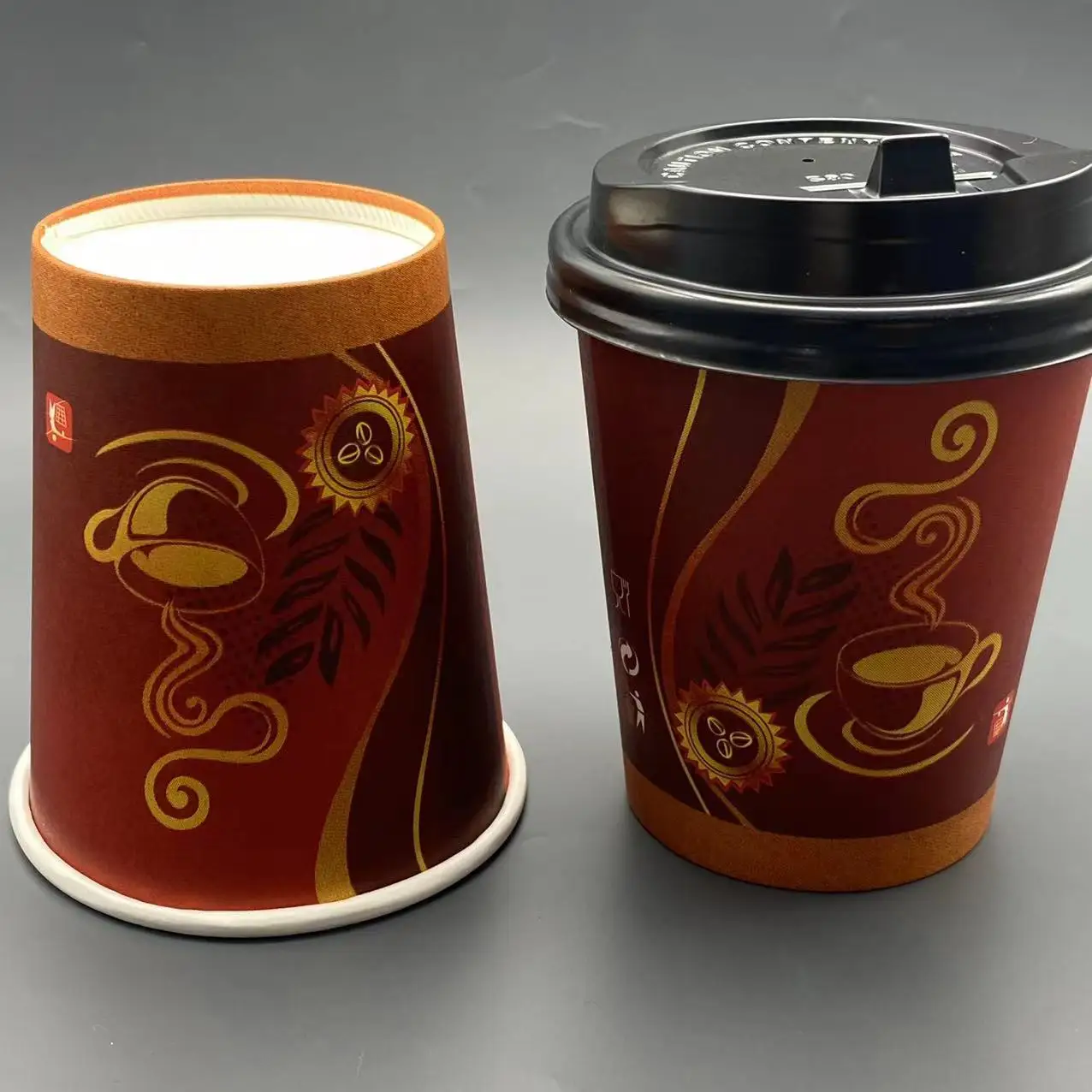 8oz Single Wall Paper Cups Disposable  Cup For Tea & Coffee Custom Printed Paper Cups with Lids