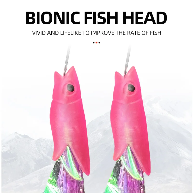 Mixed Luminous Sabiki Rigs Saltwater Mackerel Feathers Fish Skin Flasher Lures Bait Rigs