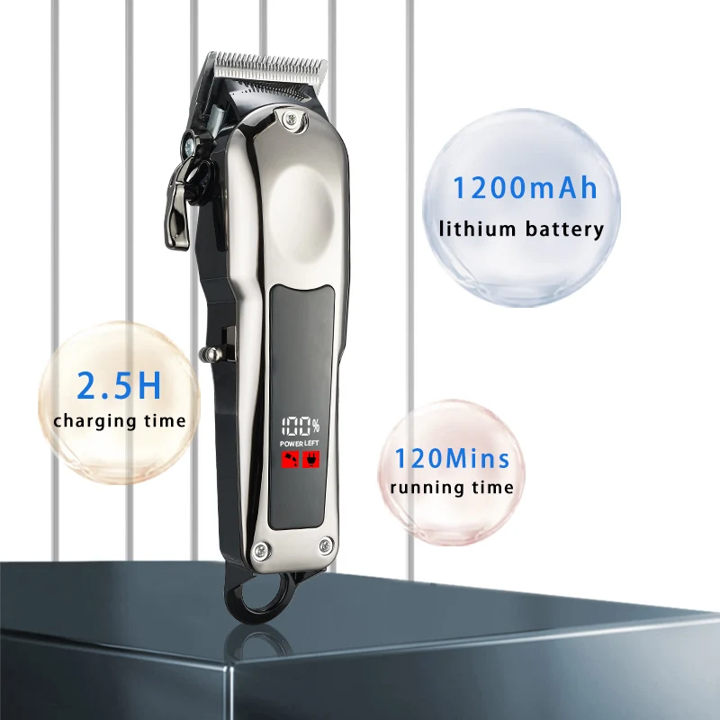 Salon Wholesale Professional Rechargeable  Hair Trimmer Metal Cordless for Men Barber Hair Clippers