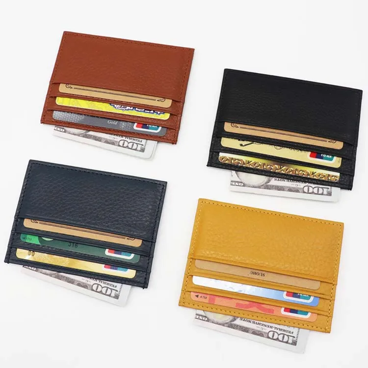 Card Holder card sleeves Custom Rfid Front Pocket Wallet Minimalist Slim Cardholder Genuine Leather Credit passport holder