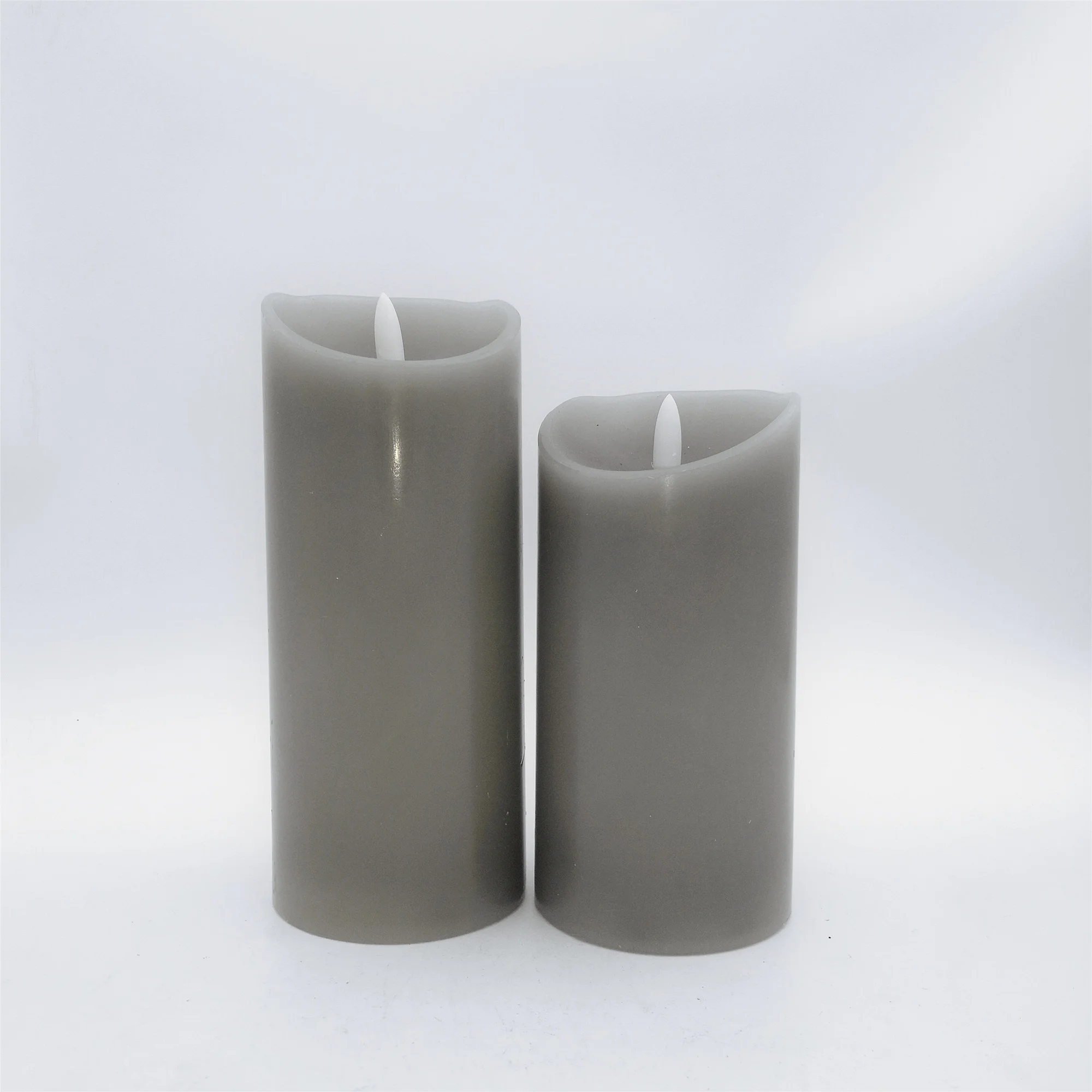factory price luxury pillar shaped flameless 3D wick bullet wick smooth grey candle