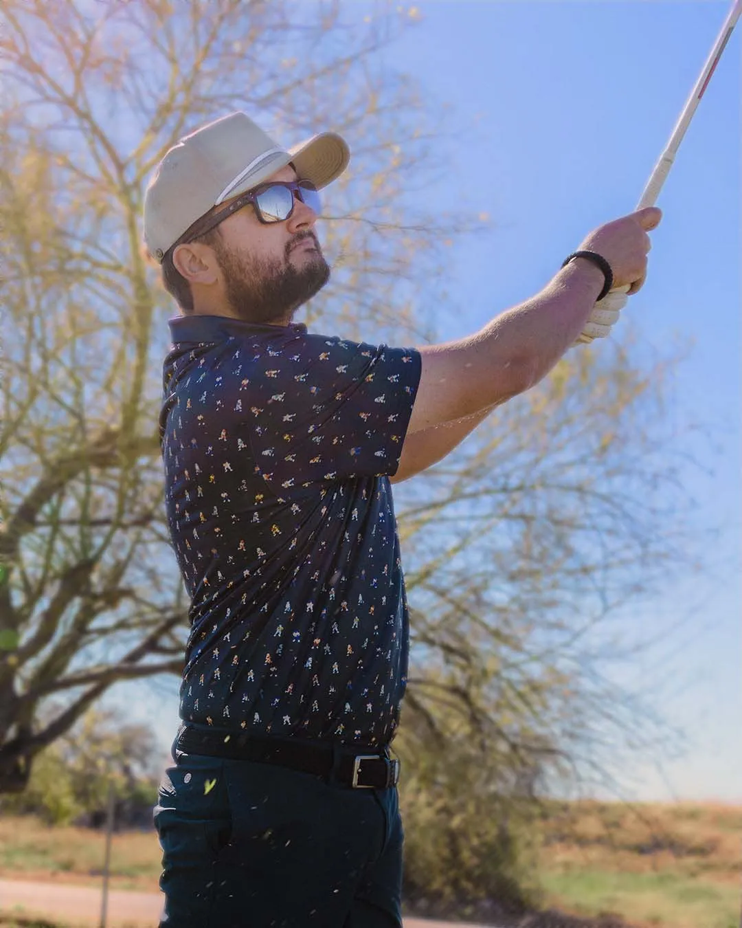 OEM design golf shirts pakistan hot selling quick dry-fit plain retro football pattern print funny golf clothes t shirts in bulk