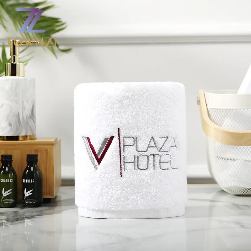 Wholesale Fashion Luxury 5 Star Hotel Custom Soft 100% Cotton White Embroidered Bath Face Hand Towel Set