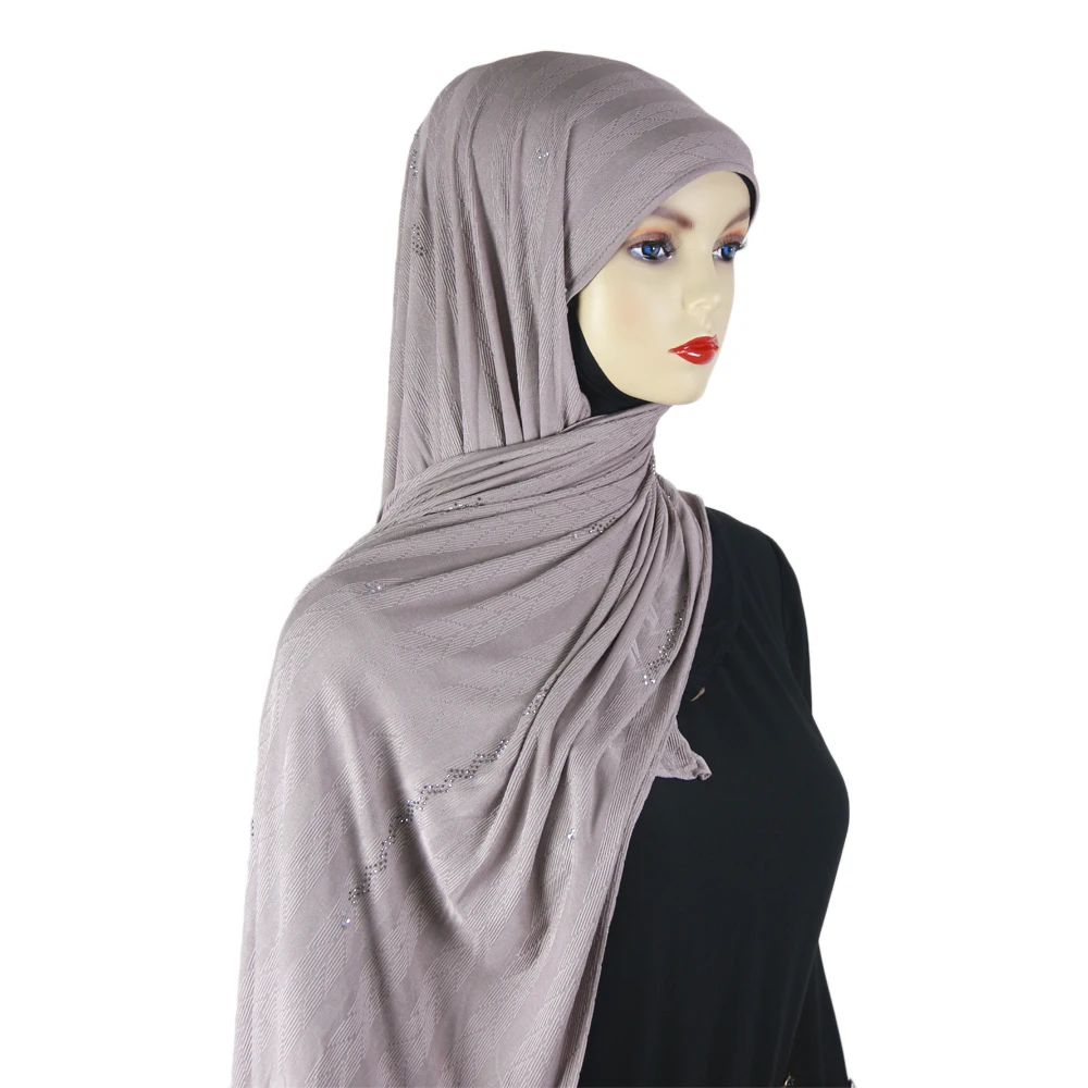 Rayon ready to wear readymade hijabs rhinestones jersey hijab for muslim women