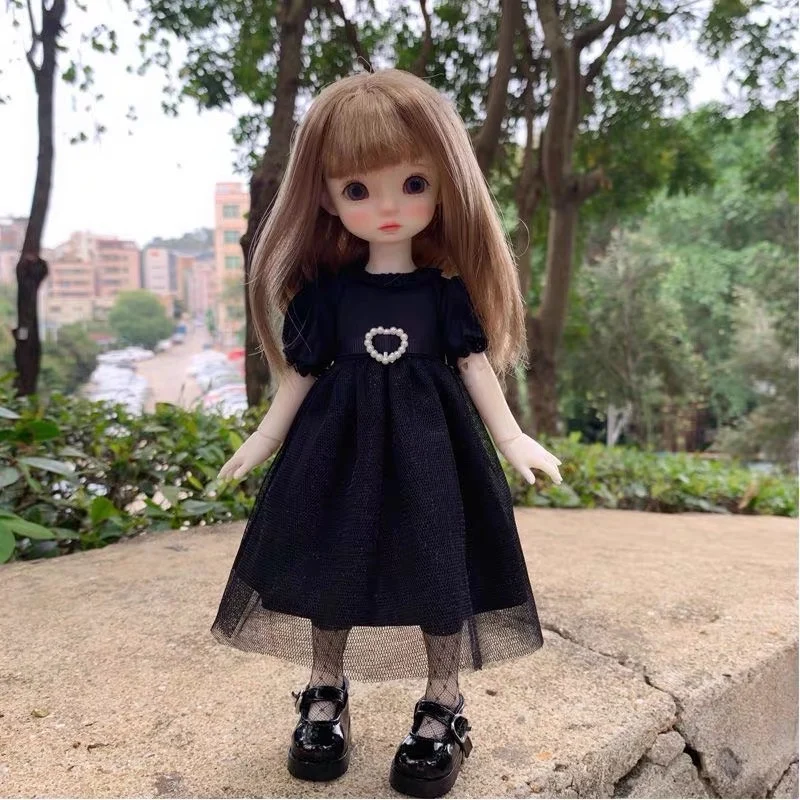 1/6 Одежда для кукол BJD черное платье в стиле Хепберна 12-дюймовых включает себя чулки
