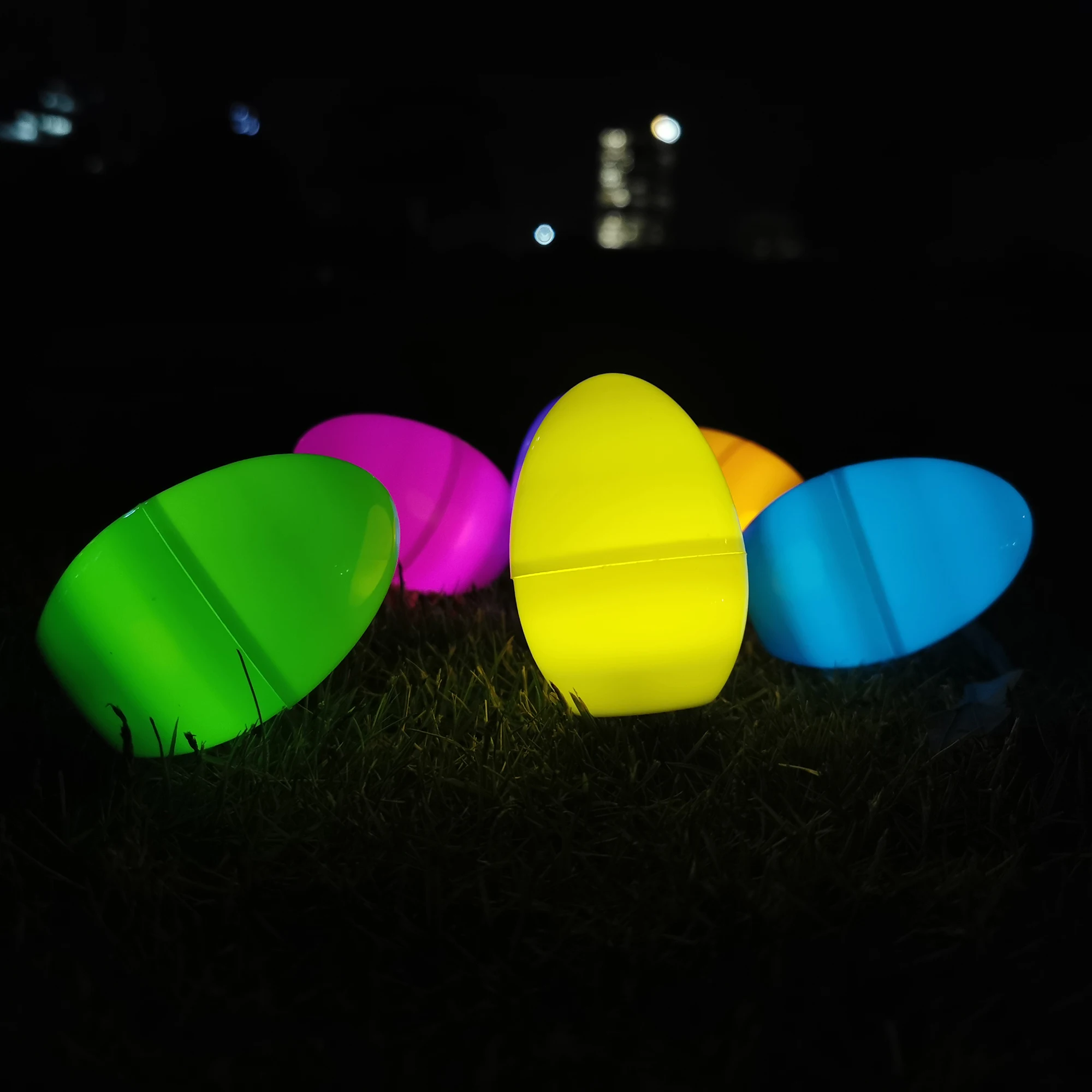Easter plastic colorful eggs 6ct basket stuffers fitter party decoration light-up toys LED eggs