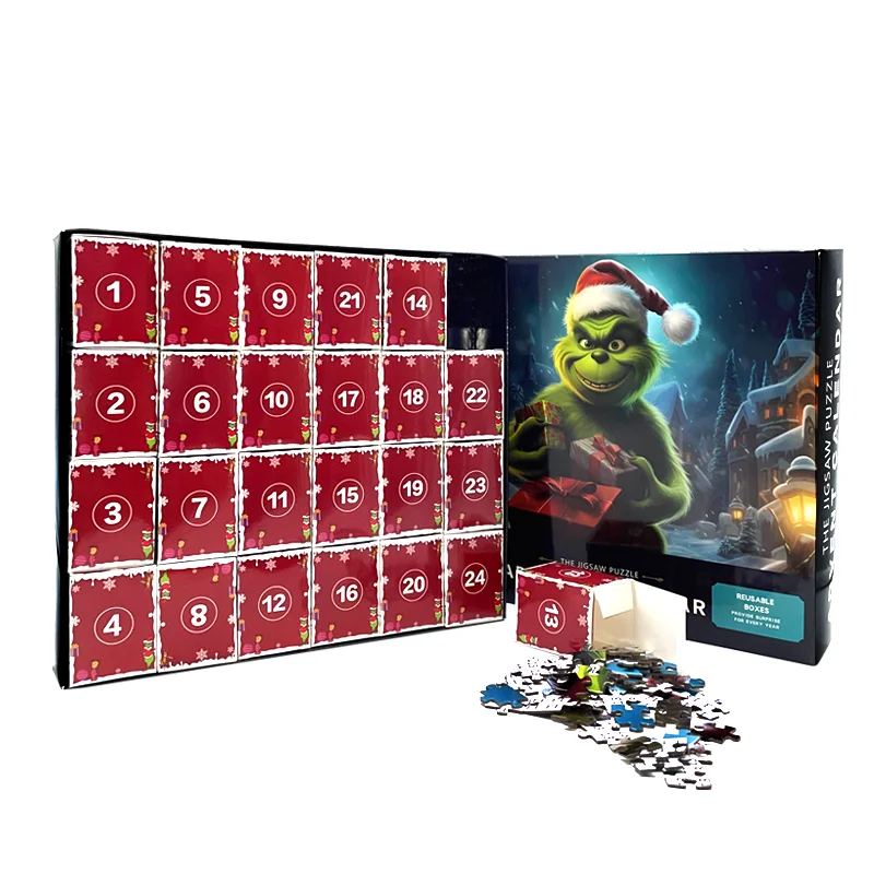 Christmas Advent Puzzle Calendar 2024 1000 Pcs Jigsaw Puzzles Funny Christmas Game Gift Advent Countdown Gift for Adults Kids