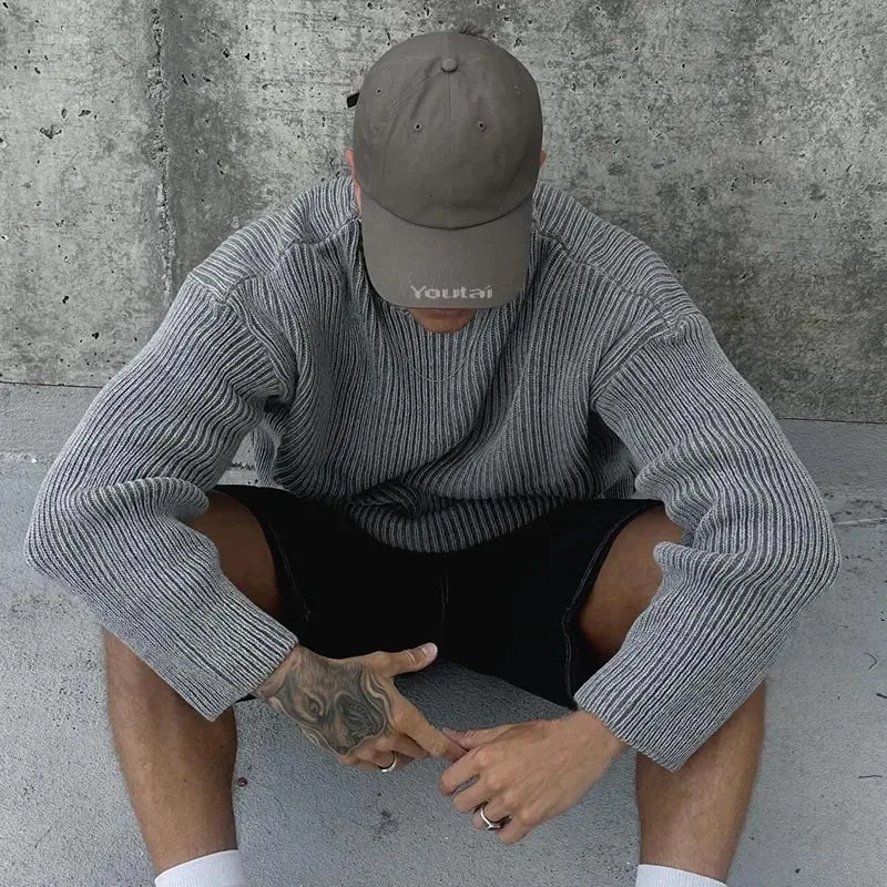 Custom Autumn Winter Casual Crew Neck Long Sleeve Wool Designer Sweater Mens Pullover High Quality Knit Streetwear Men Sweater
