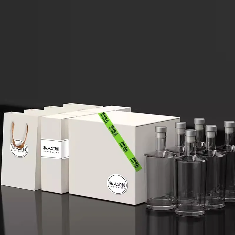 Factory high quality 100ml 375ml 500ml 750ml rum alcohol whiskey gin vodka Wine patron tequila glass bottle With Stopper Cork