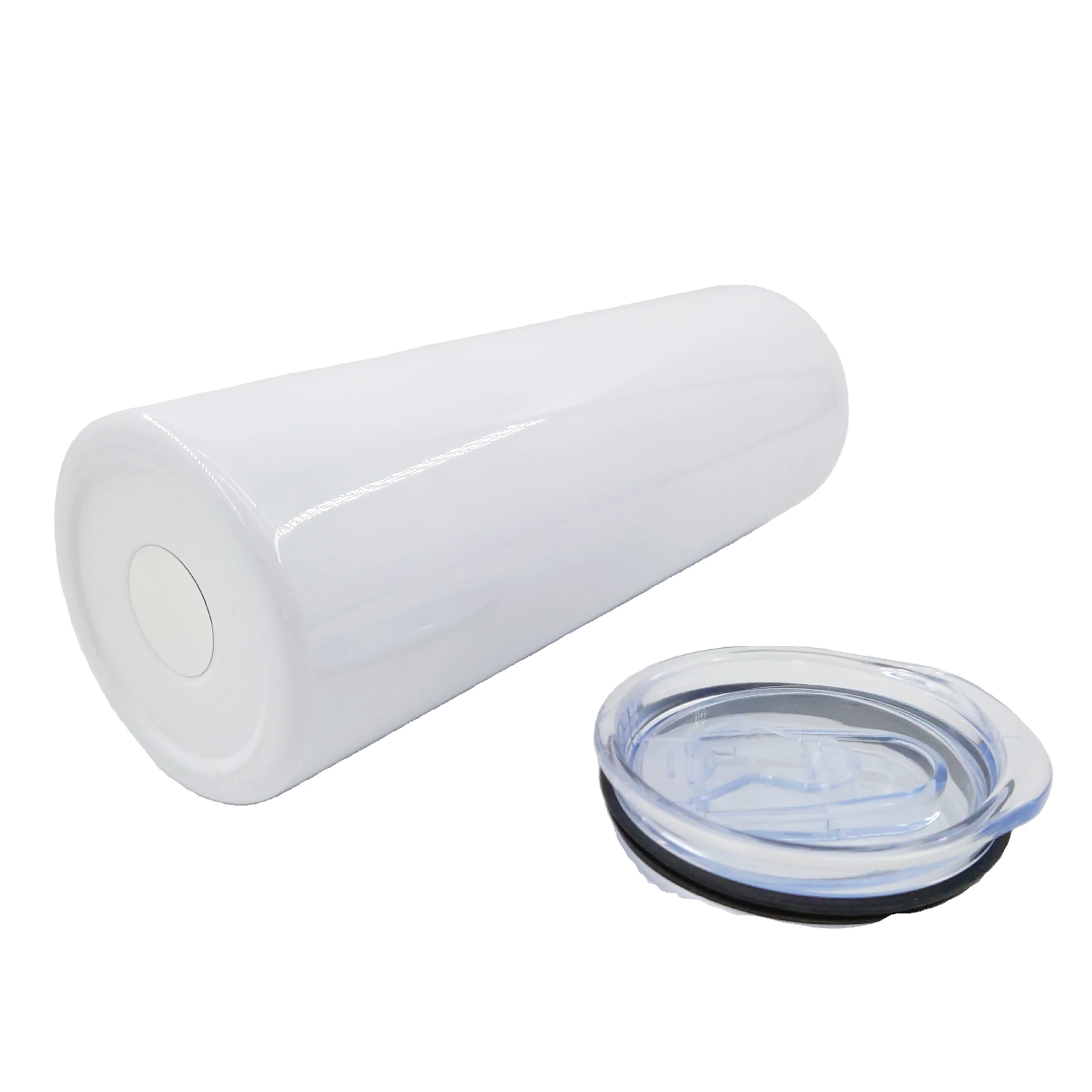 RTS USA hot sale insulated white straight blank sublimation tumbler with slide lid and plastic straw