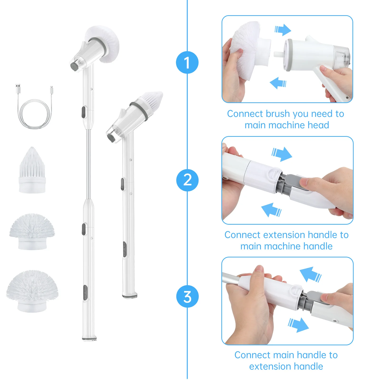 New Model For 2021 Cordless Electric Bathroom Rotating Scrubber Cleaning Brush With Formula Tank Can Spray Detergent