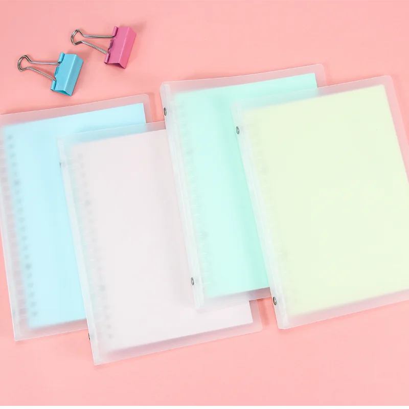 Waterproof PP plastic soft cover A5 B5 loose leaf notebook with line pages printing