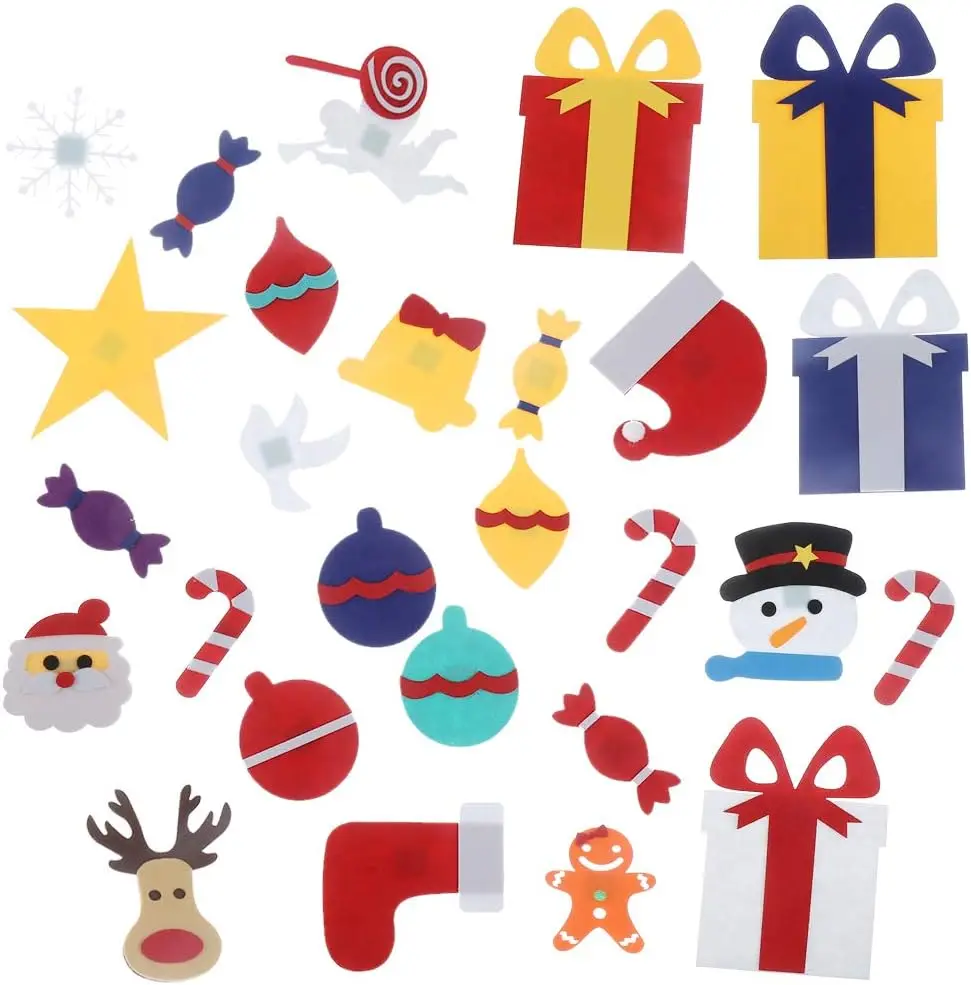 32PCS Detachable Ornaments Felt Christmas Tree Set for Toddlers Kids  with 3m 5m  Led String Light for Xmas Home Decoration