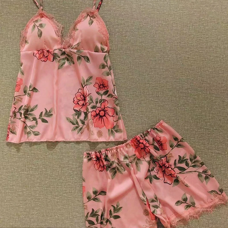 
High Quality Lace Lingerie Pajamas Set Floral Ladies Kimono Nightwear 