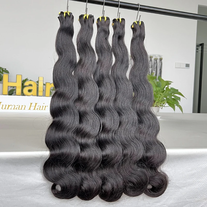Cuticle Aligned Natural Virgin Raw Human Hair Weft Vendors Body Wave Double Drawn Brazilian Hair Bundles