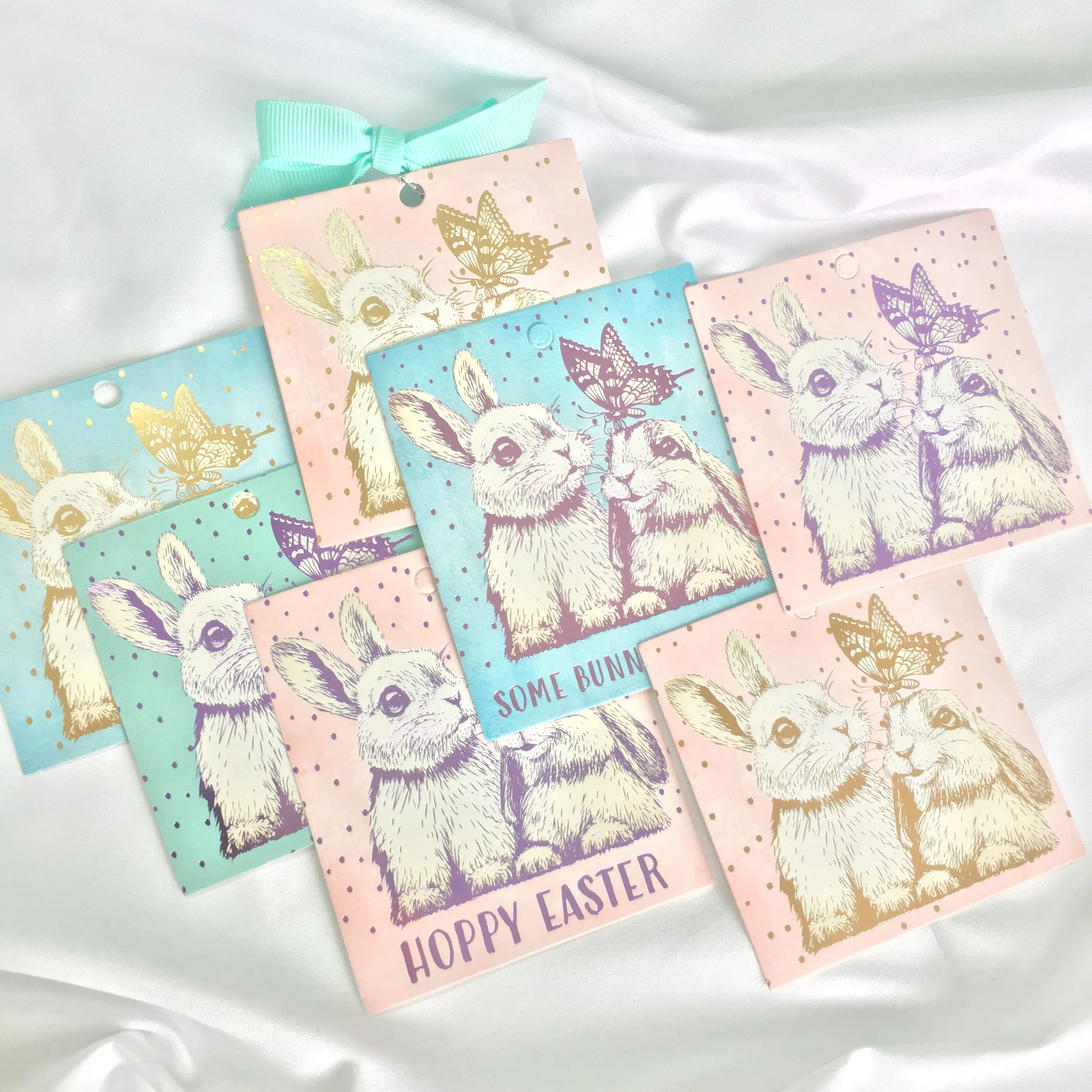 Custom  gold stamping Garden  Easter Greeting Card Japanese  paper craft card  pattern Bunny card