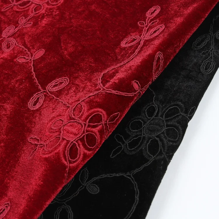 HA-15211B новейший дизайн красный цвет бархат со всей вышивкой Вязание оптом для женской одежды