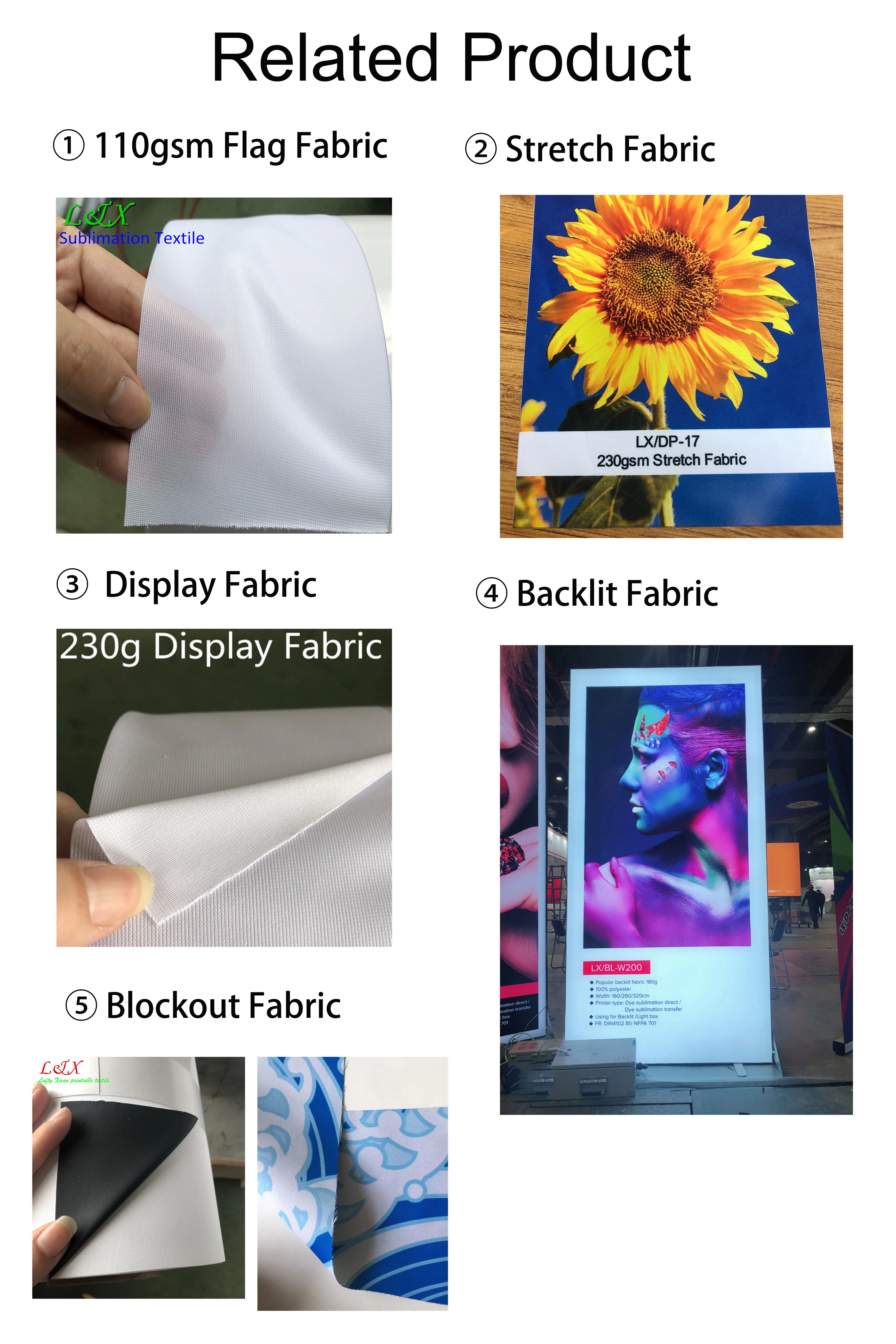 250gsm Flame retardant triple white polyester backlit fabric for uv/latex printing