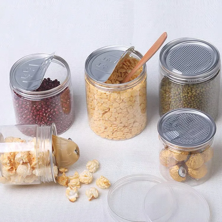 Transparent Cylinder Sqaure Hexagon Plastic Airtight Jar Food Storage Container for Candy Cookie Nuts Gifts