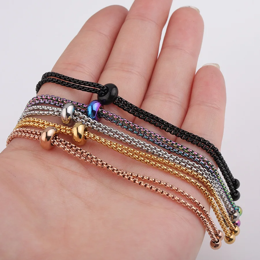 Stainless Steel Making Accessories  Adjustable 1.8mm*11.5mm Bolo Bracelet Link Chain DIY Jewelry Findings