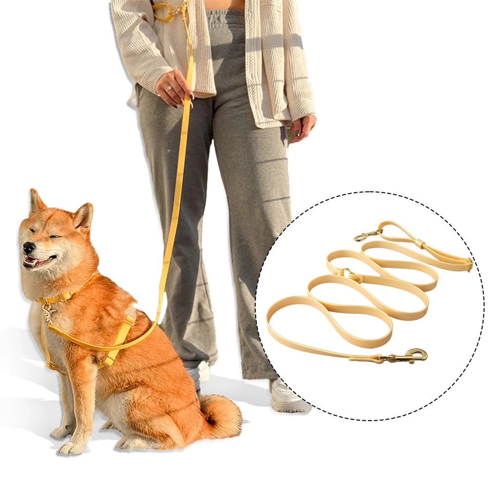 Factory Price Durable Hand Free PVC Dog Collar Lead Set Waterproof Pet Leash Belt Buckle Luxury Dog Collar with handfree leash