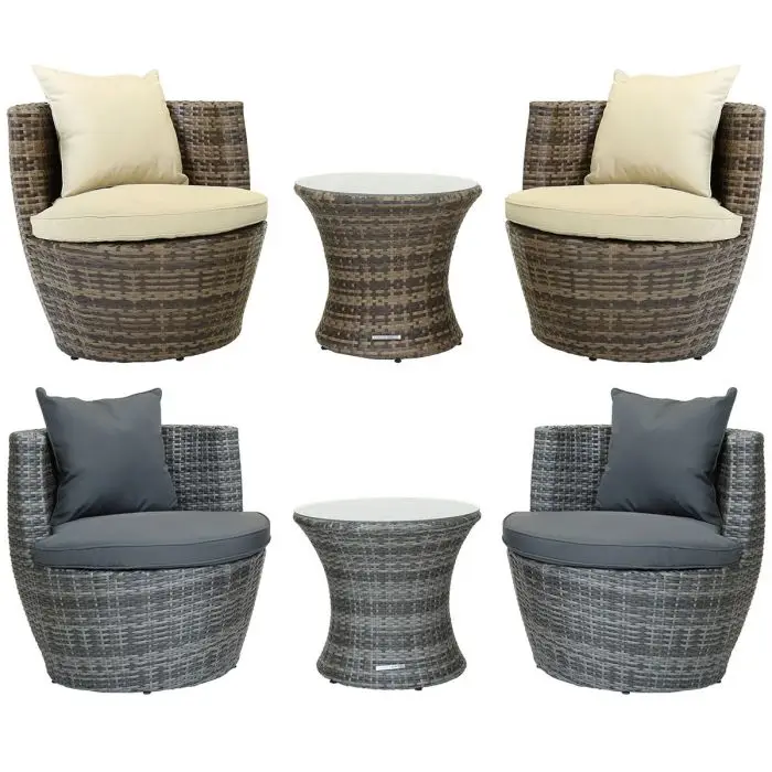 New Coastal Modern Santorini Outdoor Wicker Sectional Sofa Set Patio Furniture