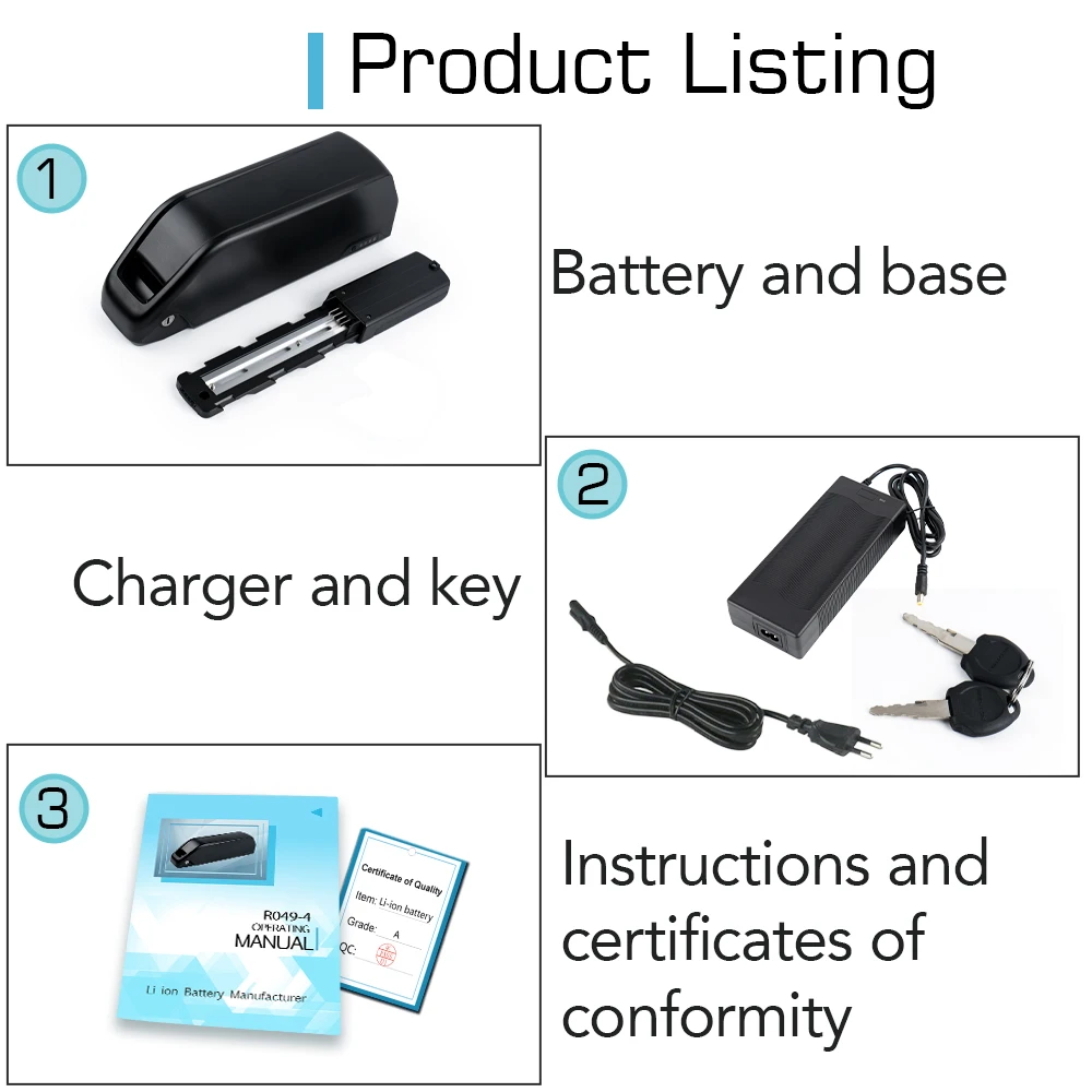 Big capacity AKKU Tesla 21700 ebike downtube lithium ion battery pack DP-2170-5C 52V 19.2AH