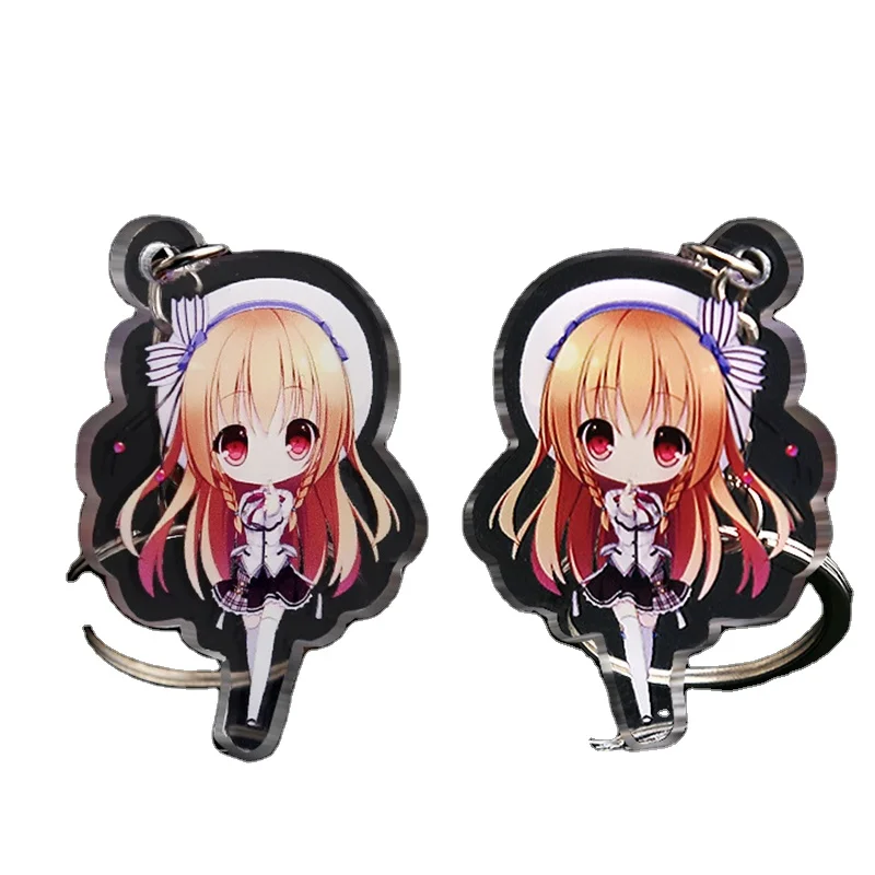 Vigreat Best Free Sample Custom logo Cartoon Cute One or Double Printed Anime Acrylic Keychain Charms