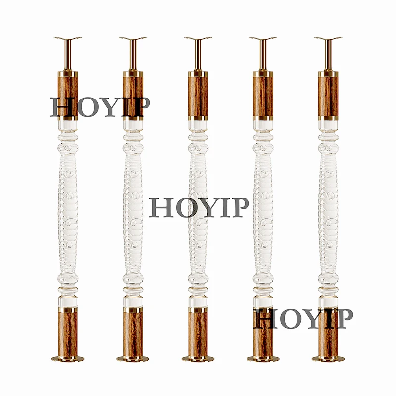 Staircase design handrail railing balcony stairs railing with crystal Pmma Acrylic Crystal staircase column
