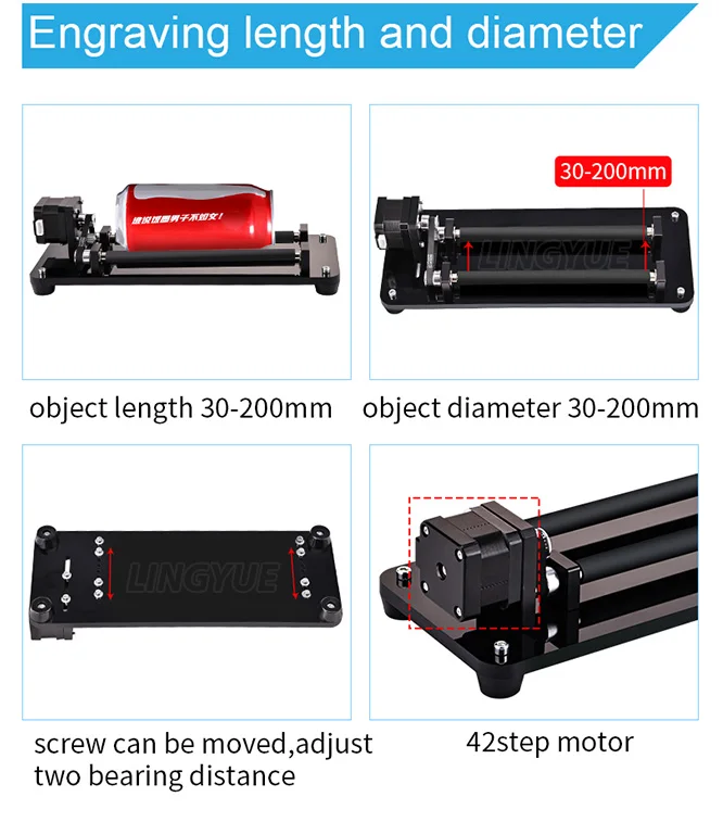 Laser engraving Machine Y-axis Rotary Roller Engraving Module for Engraving Cutting Cylindrical Objects