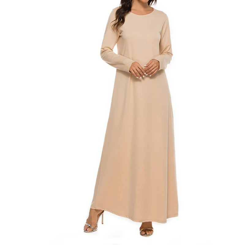 New Middle Eastern robes with long sleeves and round neck dress for Muslim worship
