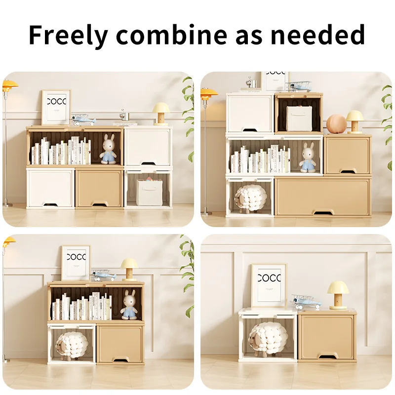 Feiqi combination storage rack large capacity toy furniture plastic book shelf stackable clothes organizer kids cabinets