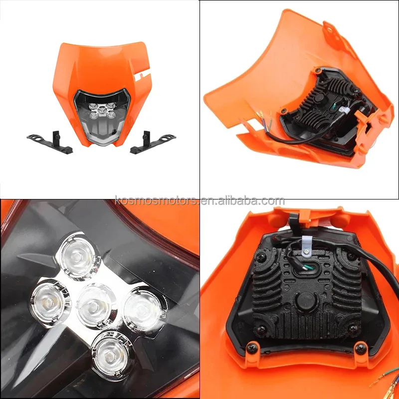 Universal 12V Motocross head lamp dirt bike 5 LED head light 5A motorbike headlight motorcycle head light for KTM 2017-2024