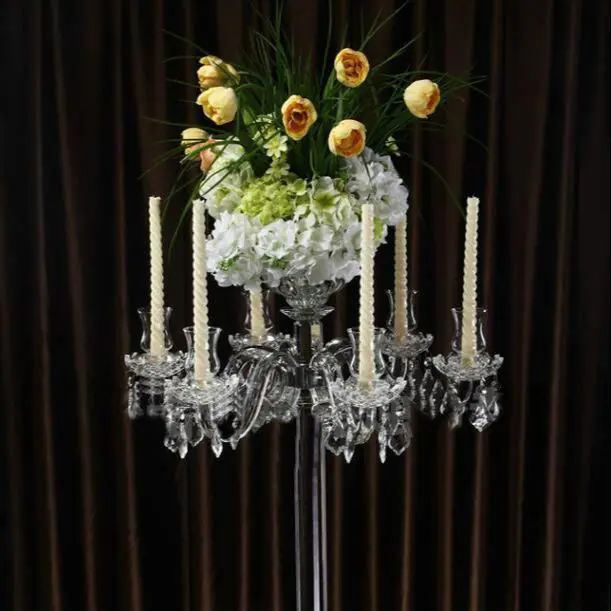Wholesale 7 Weapons Wedding Crystal Dendritic Candlestick Chandelier Wedding Party Decoration Candelabra Candle Holder