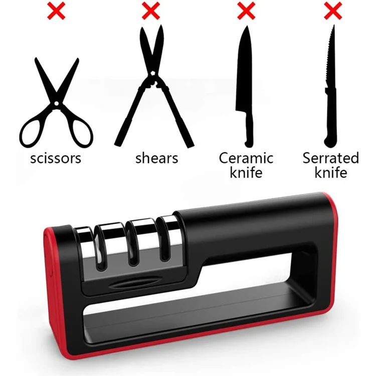 3-Stage Knife Sharpener with 1 More Replace Sharpener Manual Kitchen Knife Sharpening Tool for All Knives