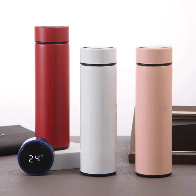 Factory Wholesale Vacuum Flasks 450ML Drinking Bottle Smart Water Bottle With Lid Temperature Display Stainless Steel Tea ware