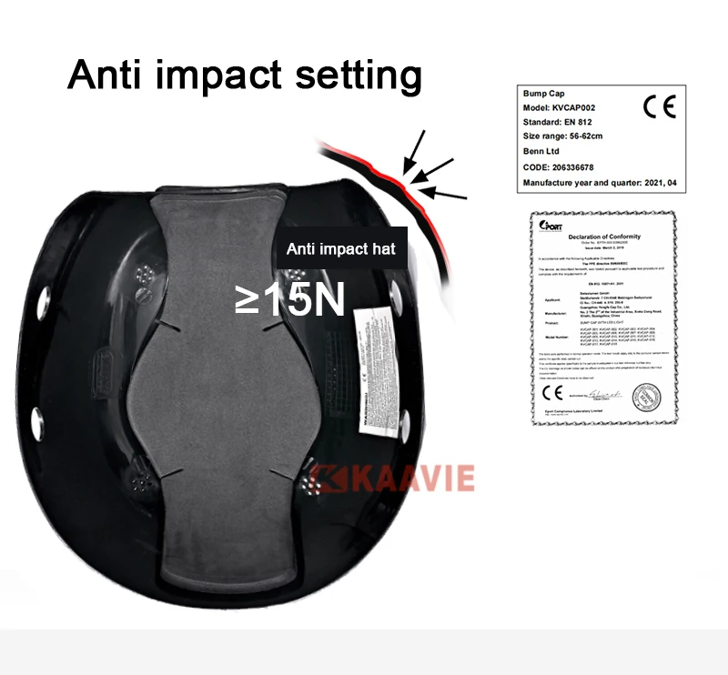 CE Safety Caps EN 812 Bump Cap Insert for Baseball Caps