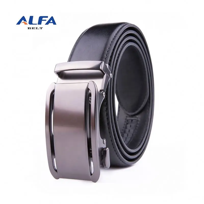 Alfa Men Classic Leather Belts Pu Ratchet Automatic Buckle Belt