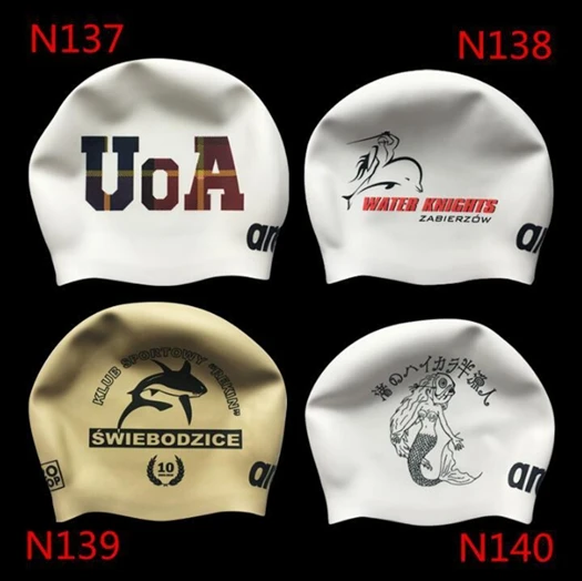 OEM Custom Logo Printed Suitable Seamless Hat Silicone Swim Cap For Unisex Kids Adult