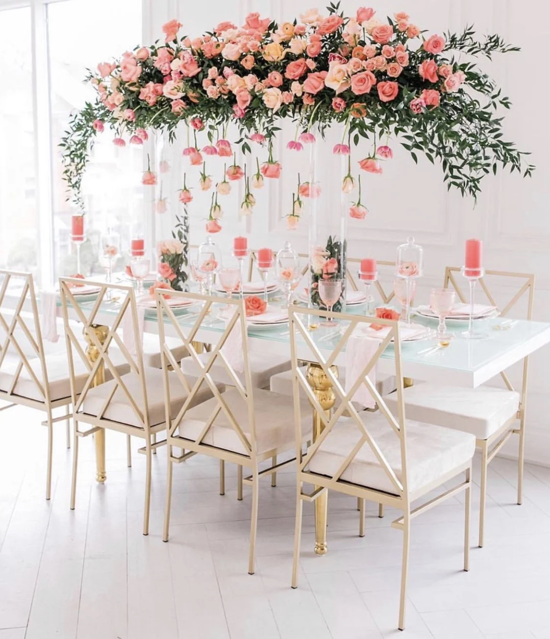 Wholesale Gold Metal Wedding Chair Cross Back Steel Wedding Chair