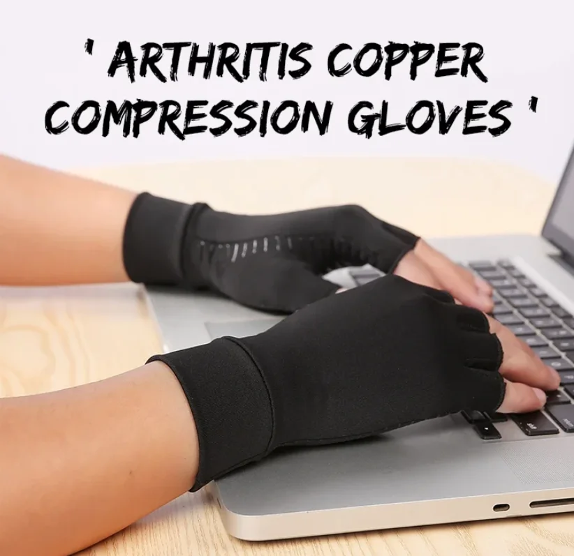 Men & Women Fingerless Sports Rheumatoid Therapy Pain Relief Copper Infused Compression Arthritis Hand Gloves For Arthritis