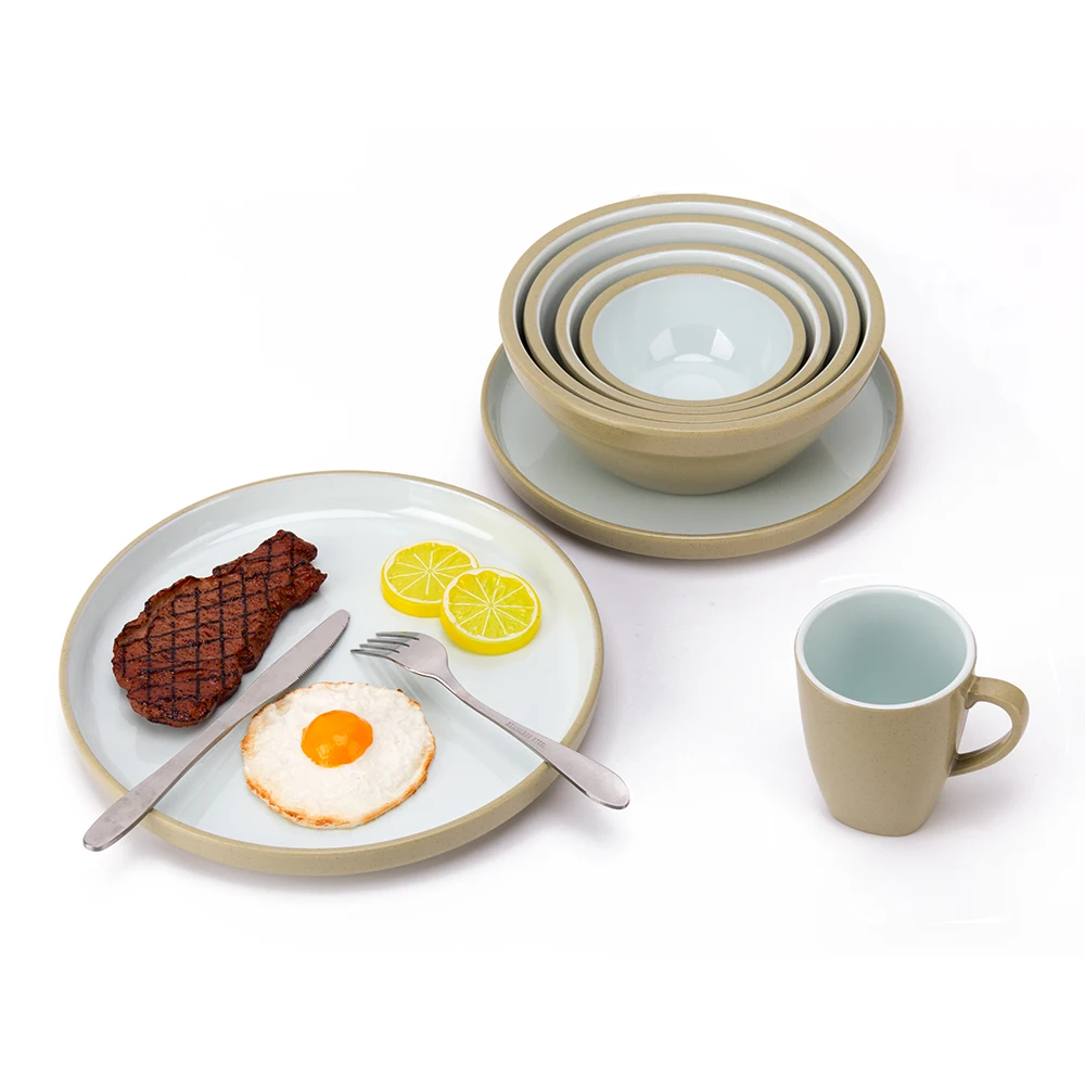4 pieces set reusable high quality melamine round unbreakable dinnerware dinner set