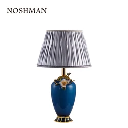 NOSHMAN Lampara de mesa Living Room Bedroom Bedside Lamp Stained Enamel Glass Vase Table Lamp
